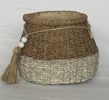 Topf DUR, beige, Zement, 16,7x16,7x13 cm