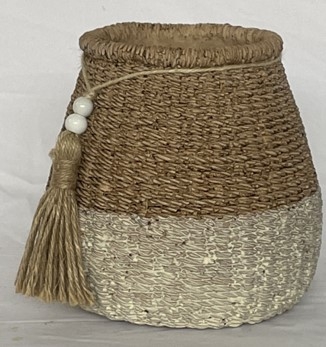 Topf DUR, beige, Zement, 17x16,7x16,5 cm