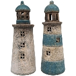 LED LeuchtTurm Océan, blau, Stoneware, 5,7x5,7x15,6 cm