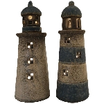 LED LeuchtTurm Océan, blau, Stoneware, 5,7x5,7x15,6 cm