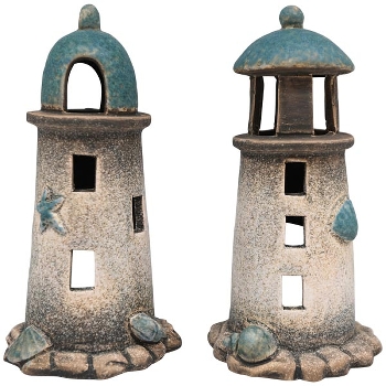 WindLicht LeuchtTurm Océan, blau, Stoneware, 9,1x9,1x18 cm