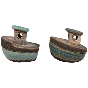 Boot Océan, blau, Stoneware, 8,5x5,9x7,8 cm
