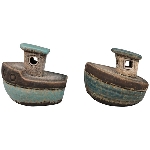 Boot Océan, blau, Stoneware, 8,5x5,9x7,8 cm