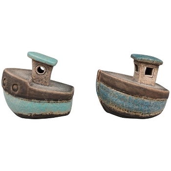 LED Boot Océan, blau, Stoneware, 10,2x8,7x9,2 cm