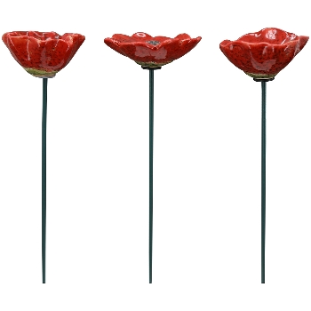 BlumenStecker Marta, rot, Stoneware, 6,7x6,4x42 cm