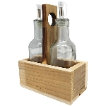Essig und Öl mit Box Verrerie, natur, Glas/Holz, 15x8x20 cm