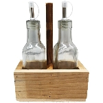 Essig und Öl mit Box Verrerie, natur, Glas/Holz, 15x8x20 cm