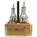 Salz/Pfeffer/Öl/Essig Verrerie, natur, Glas/Holz, 15x15x20 cm