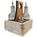 Salz/Pfeffer/Öl/Essig Verrerie, natur, Glas/Holz, 15x15x20 cm