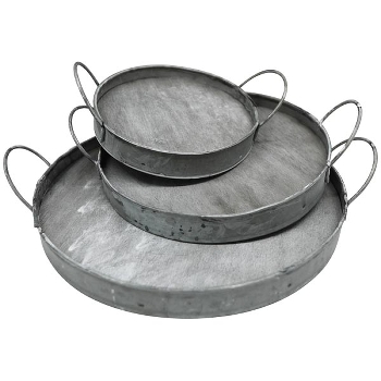 TablettSet/3 Junker, zink, Metall, 14,5x14,5x5 cm, 19,5x19,5x5,5 cm