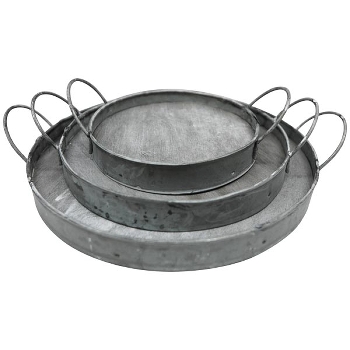 TablettSet/3 Junker, zink, Metall, 14,5x14,5x5 cm, 19,5x19,5x5,5 cm
