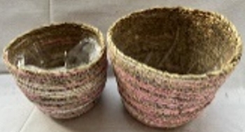 KorbSet/2 Willow, braun/pink, Rattan, 13x13x11 cm, 16x16x13,5 cm