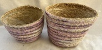 KorbSet/2 Willow, braun/lila, Rattan, 13x13x11 cm, 16x16x13,5 cm