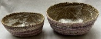 KorbSet/2 Willow, braun/lila, Rattan, 16,5x12,5x8 cm, 19,5x15x9,5 cm
