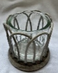 WindLicht SWILL, grau, Rattan/Glas, 11x11x10 cm