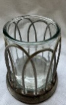 WindLicht SWILL, grau, Rattan/Glas, 13x13x12 cm