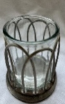 WindLicht SWILL, grau, Rattan/Glas, 13x13x12 cm