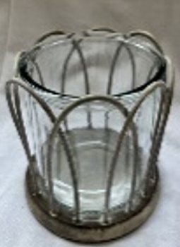WindLicht SWILL, grau, Rattan/Glas, 14x14x12 cm
