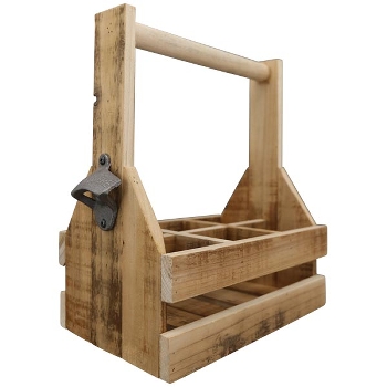 BierKasten mit Flaschenöffner Antiquité, natur, Holz/Metall