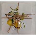 Untersetzer Citron, gelb/weiß, Keramik, 11,5x11,5x3,5 cm