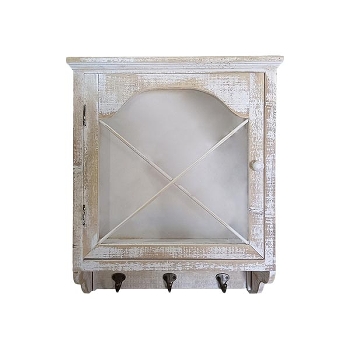 WandSchrank Bloom, creme, Holz/Glas, 39,5x17,5x48 cm