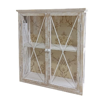 WandSchrank Bloom, creme, Holz/Glas, 58x17,5x66 cm