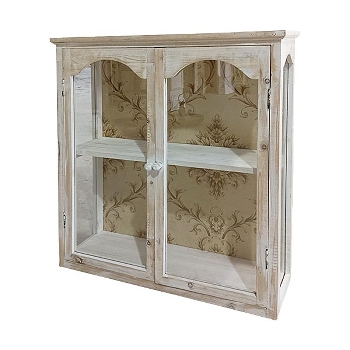 WandSchrank Bloom, creme, Holz/Glas, 58,5x18x71 cm