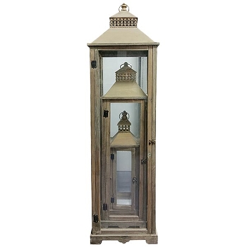 LaterneSet/3 Bloom, Holz/Glas, 19x19x57 cm