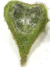 Herz PflanzKorb Willow, grün, Rattan, 20x16 cm