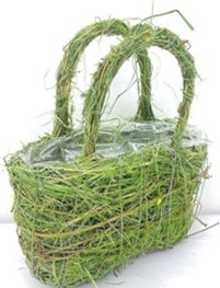 PflanzTascheSet/2 Willow, grün, Rattan, 25x10 cm