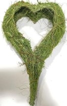 Herz Willow, grün, Rattan, 40x28 cm