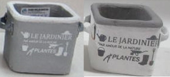 Topf DUR, grau/weiß, Keramik, 14,5x10,5x10 cm