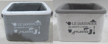 Topf DUR, grau/weiß, Keramik, 17x13,5x9 cm
