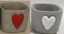 Topf mit Herz DUR, Zement, 8x7,5x7 cm