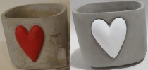 Topf mit Herz DUR, Zement, 15,5x14,5x12,5 cm