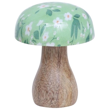 Pilz LesFleurs, grün, Holz, 8x6x6 cm