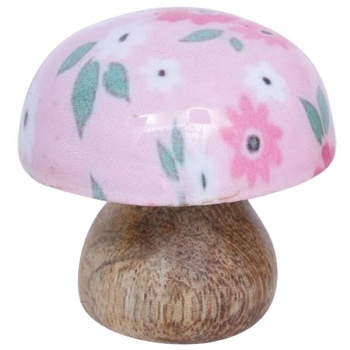 Pilz LesFleurs, rosa, Holz, 5x5x5 cm
