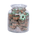 BlumenHänger im Glas Les Fleurs, grün, Holz, 5x2x5 cm