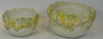 Topf Zitrone StoneArt, Zement, 17,5x17,5x10,5 cm
