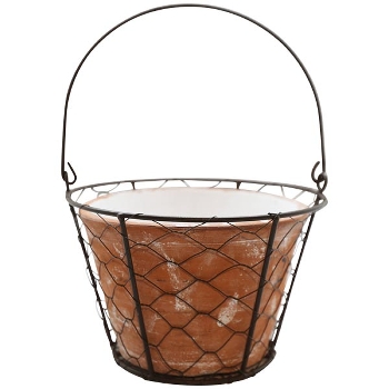 Topf Valo, terra/braun, Ton/Metall, 20,5x20,5x15 cm
