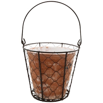 Topf Valo, terra/braun, Ton/Metall, 16x16x16 cm
