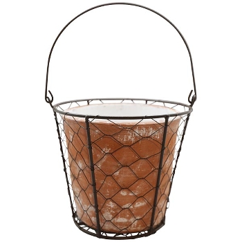 Topf Valo, terra/braun, Ton/Metall, 20x20x18 cm