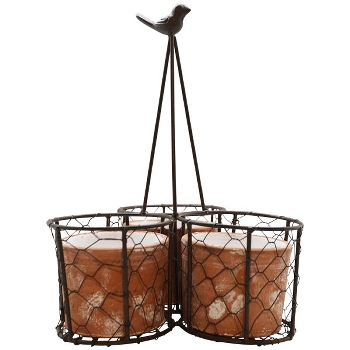 Topf Valo, terra/braun, Ton/Metall, 22x22x31 cm