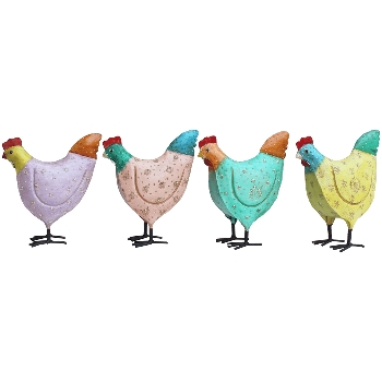 Huhn Kanu, bunt, Metall, 22x9x27 cm