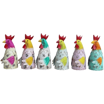 ZaunHocker Huhn Kanu, bunt, Metall, 13x10x20 cm