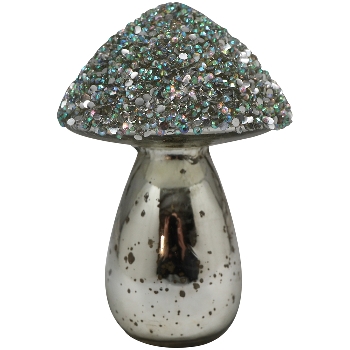 Pilz Fancy, silber, Glas, 9,5x9,5x14 cm