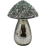 Pilz Fancy, silber, Glas, 9,5x9,5x14 cm