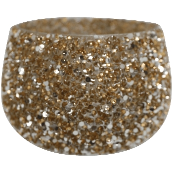 Windlicht Fancy, gold, Glas, 12x12x8 cm