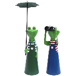 Frosch Kanu, grün, Metall, 16x12x39 cm