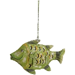 Fisch Kanu, grün, Metall, 20x6x12 cm